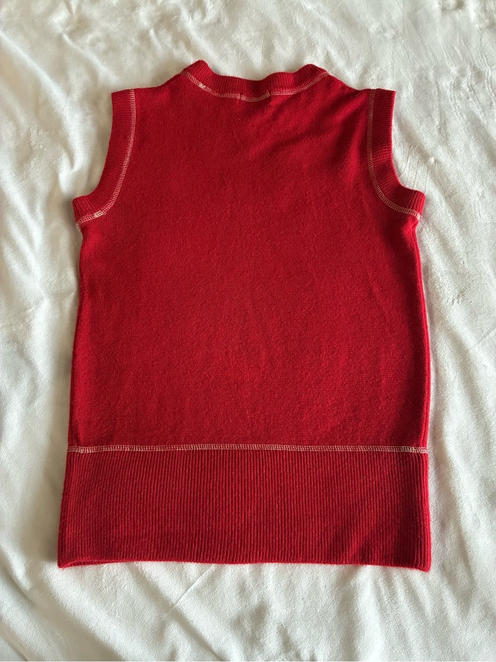 Esprit Red Contrast Stitch Knit Sweater Vest M - Picture 2 of 5